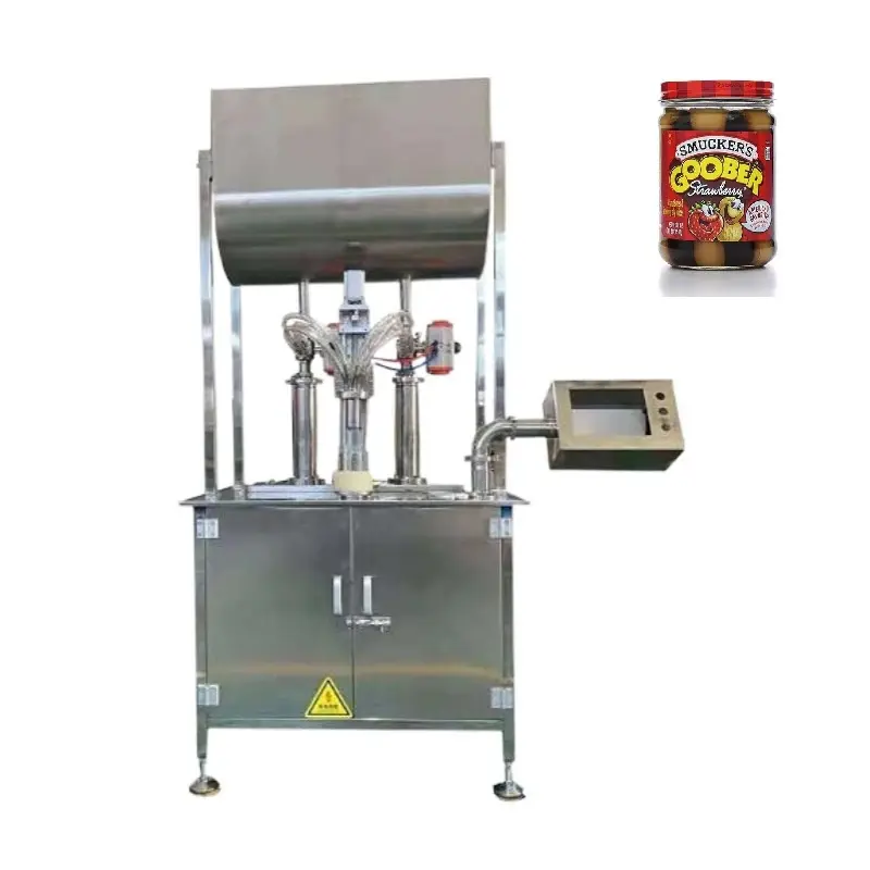 double hopper two color spiral jam paste bottle filling and sealing machine