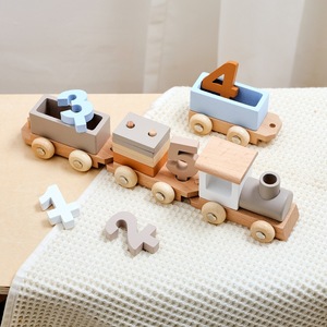 Tren de Números de Madera Personalizado para Bebés, Bloques Educativos Montessori, Accesorio para Fotos de Recién Nacidos, OEM, ODM, Venta al Por Mayor - Product Image 4