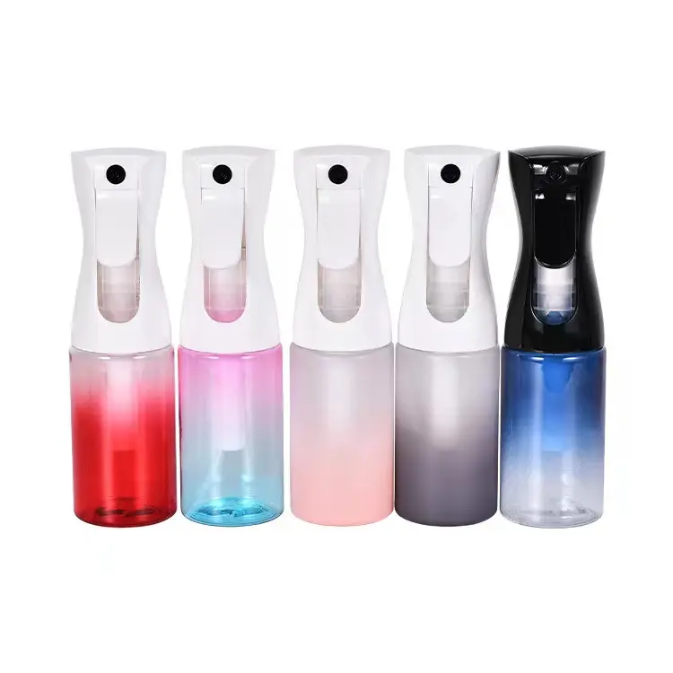 200ml 300ml 500mlsolid màu gradient Frosted màu nhựa liên tục phun chai Mist Sprayer chai cho làm tóc