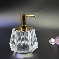 Distributeur de savon liquide artisanal en verre cristal transparent style féerique pour hôtel, maison, salle de bain – Cadeau haut de gamme fait main