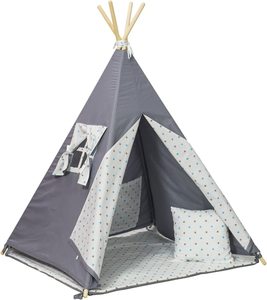 Casa de muñecas de lona con estrellas grises para niños, tiendas de campaña de juguete para jugar al aire libre, tienda de tepé <span class=keywords><strong>indio</strong></span> - Product Image 3