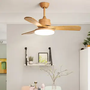Tavan vantilatörü ışıkları akıllı ev oturma odası yemek odası yatak ahşap yaprak Fan lambası frekans dönüşüm ticari elektrikli Fan