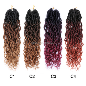 Venta al por mayor 18 pulgadas 24 soportes sintético ombre rastas gitana LOCs pelo pre-bucle rizado diosa Africana Faux LOCs crochet pelo - Product Image 3