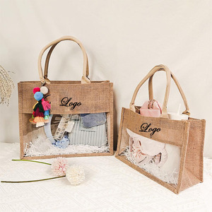 <span class=keywords><strong>Sac</strong></span> Cadeau Personnalisé en <span class=keywords><strong>Jute</strong></span> pour Noël et Fêtes, <span class=keywords><strong>Sac</strong></span> Cabas Écologique en Toile de <span class=keywords><strong>Jute</strong></span> avec Fenêtre PVC Transparente pour Fêtes - Product Image 6