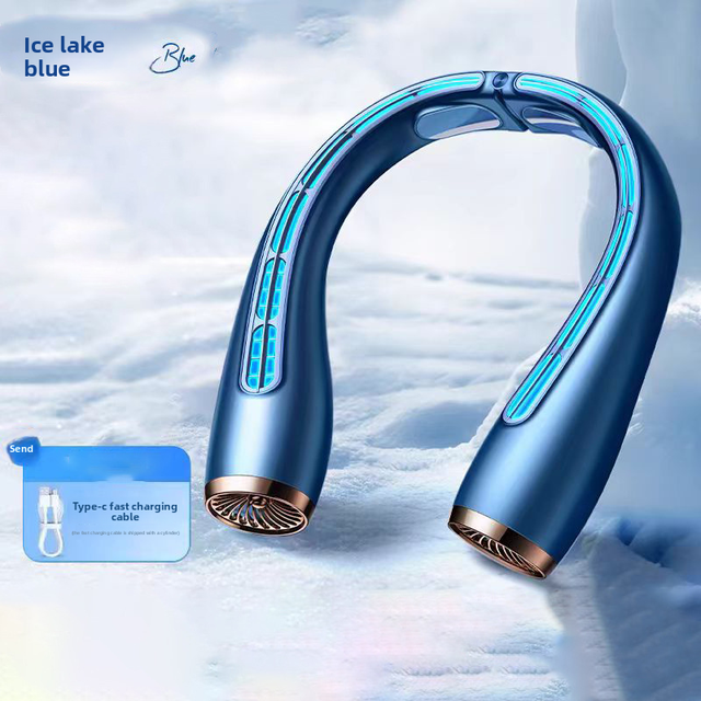 Portable 3-Speed Outdoor Cooling Fan Hands-Free Bladeless 4000mAh USB Rechargeable Battery Wearable Neck Fan Lightweight