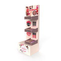 Estantes de cartón plegables para suelo de tienda personalizada, estante de tienda de maquillaje, soporte de exhibición de cosméticos para tiendas de cosméticos