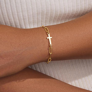 سوار فاليانا الكلاسيكي المقاوم للماء المطلي بالذهب، سلسلة صليب دينية كاثوليكية مسيحية للجنسين - Product Image 1