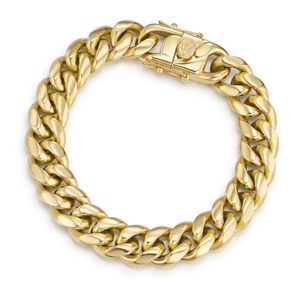 สร้อยข้อมือแบบ Cuban Link ชุบทอง 14K ขนาด 12 มม. สำหรับผู้ชาย, สร้อยสแตนเลส 316L หนาสำหรับผู้ชายและผู้หญิง, ของขวัญสำหรับวันเกิดและวันหยุด - Product Image 1
