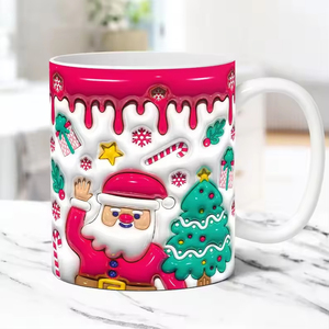 Taza de Café/Té de Cerámica Reutilizable de 11 oz con Diseño 3D de Santa Claus, Apta para Alimentos, para Navidad, con 8 Estilos Diferentes - Product Image 3
