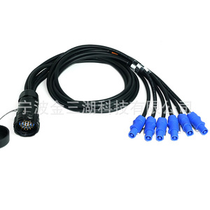 Cable de alimentación Socapex de 19 pines con divisor de conectores Powercon azules (6x) para equipos de iluminación de escenario - Product Image 2