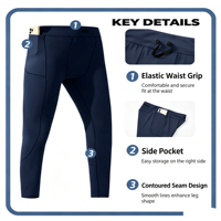 Leggings de sport pour hommes, amincissants, à compression, haute élasticité, pour la course à pied, le yoga, ajustement serré, couche de base pour la gym, pantalon de sport