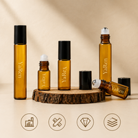 En stock, flacon en verre ambré personnalisé avec logo, 2 ml, 3 ml, 5 ml, 10 ml, avec bille roulante pour huile essentielle, parfum, emballage de voyage