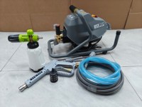 Nettoyeur haute pression électrique portable avec enrouleur de tuyau et roues pour usage en atelier de lavage automobile et optique 2000-3000W Métal/Bobine