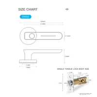 Serrure de poignée de porte intelligente à empreinte digitale One Touch Tuya Ble Cloud anti-regard indiscret en bois, métal et aluminium de grade B pour chambre à coucher