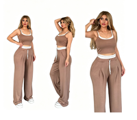 Ensemble deux pièces pour femme : Gilet et pantalon coupe ample, Nouvelle Collection, Styles sportifs et streetwear décontractés, Lettres contrastantes, Double ceinture