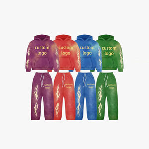 กางเกงวอร์มผู้ชายลายกราฟิกตัวอักษรแบบย้อมสีเอซิด ผ้าวูล กันน้ำ ระบายอากาศ ผ้าฝ้าย 100% ทรงปกติ สไตล์คาร์โก้ - Product Image 3