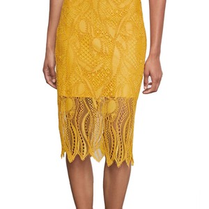 Venta al por mayor nuevo moda <span class=keywords><strong>amarillo</strong></span> elegante sin mangas sexy bodycon vestidos de encaje - Product Image 5