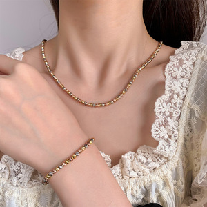 Nuevo Conjunto de Joyería de Boda Retro con Diamantes 2024, Cadena de Perlas Chapada en Oro para Mujer de 3 mm - Product Image 4