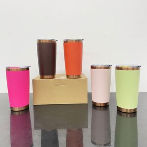 New Colored <b>Orange</b> Pink Brown Chocolate 20oz Powder Coated Copper Plated Underneath Tumbler Cup Mug with Magnetic <b>Slide</b> Lid - Product Image 2