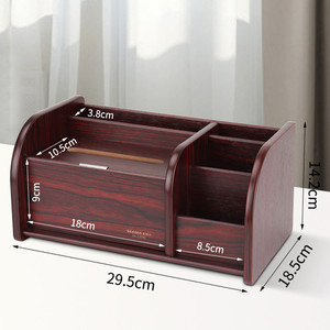 GLosen C2040 מחזיק קופסת טישו מעץ לשולחן עבודה רב תכליתי מחזיק עפרונות מעץ ארגונית לשולחן משרדי - Product Image 3