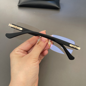 Thời trang mới siêu nhẹ Retro có thể tái chế đục lỗ không vành vuông chống ánh sáng màu xanh kính khung kính mắt khung cho nam giới - Product Image 6