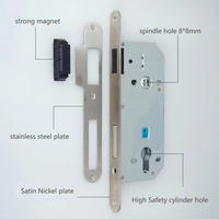 BBDHOME Serrure à mortaise magnétique silencieuse en nickel satiné pour porte en bois 9045