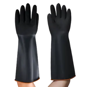 Venta al por mayor de fábrica Guantes de goma negros de limpieza Guantes de látex impermeables industriales