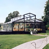 Tente de réception de luxe en aluminium noir pour événements, jardins et orangeries