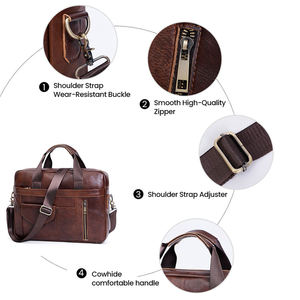 Maletín <span class=keywords><strong>de</strong></span> Cuero Genuino <span class=keywords><strong>de</strong></span> Vaca <span class=keywords><strong>de</strong></span> Lujo Vintage, <span class=keywords><strong>Bolsa</strong></span> <span class=keywords><strong>de</strong></span> Hombro para Portátil <span class=keywords><strong>de</strong></span> 14 Pulgadas, Impermeable, para <span class=keywords><strong>Trabajo</strong></span> y Negocios, para Hombre - Product Image 3