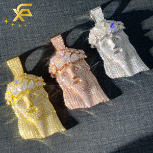 Moda calda VVS <span class=keywords><strong>Moissanite</strong></span> Jesus ciondolo per collana 925 argento massiccio uomini donne ghiacciato <span class=keywords><strong>Moissanite</strong></span> Jesus ciondoli - Product Image 2