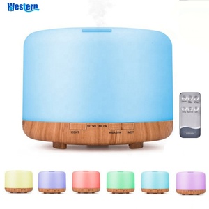 500ml Aromatherapy Essential <b>Oil</b> <b>Diffuser</b> <b>for</b> Hotel Bedroom Wood Color 7 LED Portable Ultrasonic Humidifier - Product Image 2