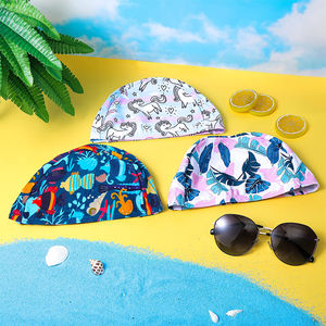 Venta al por mayor bebé niños gorro de baño de impresión patrones lindos verano niño nylon poliéster encantador gorros de natación de alta elasticidad para los niños - Product Image 4
