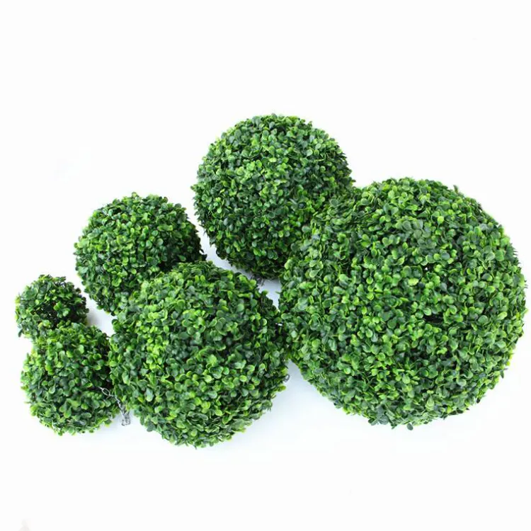 Groothandel Plastic Greenery Bol Plant Faux Opknoping 5 "Topiary Bal Nep Kunstmatige Groene Gras Bal Voor Huis Tuin Decoratie