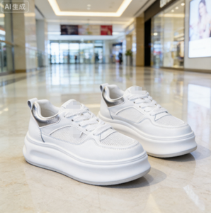 Zapatos Deportivos Casuales de Tacón Alto con Parte Superior de Malla Delgada de Piel de Vaca para Mujer, para Toda la Temporada - Product Image 1