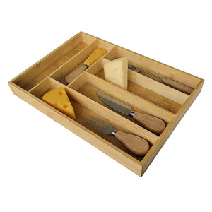 Bamboo Cutlery <b>Storage</b> <b>Box</b> Six Compartment Rectangular Eco Friendly Drawer Organizer <b>Kitchen</b> Utensil Holder - Product Image 4