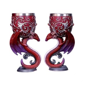 Tasse à <span class=keywords><strong>bière</strong></span> européenne médiévale DRA55 personnalisée, grande tasse rouge Dragon, faite à la main, <span class=keywords><strong>licorne</strong></span>, crâne, verre, résine, acier inoxydable, 6,5 oz - Product Image 1