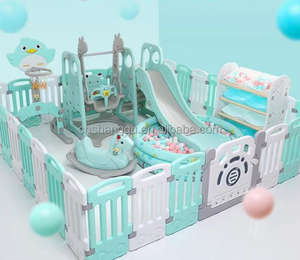 VSUCH Play Pen Yard Baby Valla Niños Interior Múltiple Fácil de instalar Jardín Sala de estar Antideslizante Seguridad Plástico Baby Fence Bear - Product Image 1