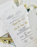 Invitations de mariage personnalisées, gaufrées, modernes, luxueuses et élégantes, avec cartes RSVP, invitations de mariage