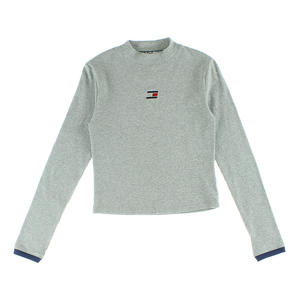 Camiseta Deportiva Corta de Cuello Alto Acordonado Tommy Hilfiger para Mujer, Color: Gris |   100% Auténtico - Product Image 1