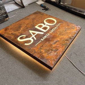 Letrero electrónico <span class=keywords><strong>Led</strong></span> impermeable para publicidad al aire libre, señalización de Metal oxidado personalizada, letrero de caja de luz con logotipo Vintage 3D - Product Image 6