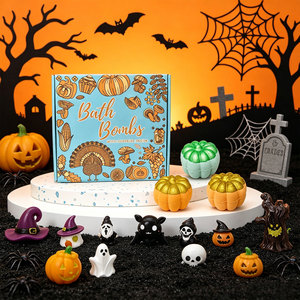 Bombas de baño de calabaza de Halloween con juguetes sorpresa en caja de regalo artesanal, bonitas bombas efervescentes naturales hechas a mano para el baño - Product Image 4