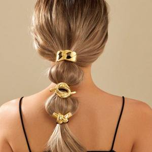 Fashion Girl High Ponytail Plaqué or Design haut <span class=keywords><strong>de</strong></span> gamme Cordes à <span class=keywords><strong>cheveux</strong></span> en métal Bandes <span class=keywords><strong>de</strong></span> <span class=keywords><strong>cheveux</strong></span> pour femmes - Product Image 1