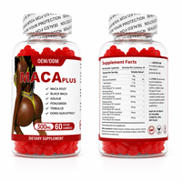 OEM ODM Gummies de Maca 300mg, Comprimés Végétaliens de Racine de Maca Noire, Produits de Beauté à Marque Blanche, Soutien Immunitaire pour Femmes, 60 Comprimés