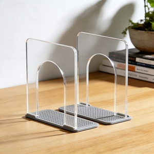 מעמד ספרים שקוף בצורת L מדגם WANHAN, עשוי PS, רב תכליתי, עם מחזיקי ספרים, לשימוש בחדר שינה ובמשרד - Product Image 3