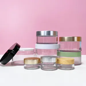 Frascos de plástico transparente con tapas para mascarillas, frascos de cosméticos de 4 oz, 6 oz, 8 oz, 12 oz, 16 oz, con tapa, para polvo de cara recta