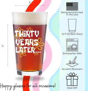 Cadeaux d'anniversaire pour hommes 30 ans Verre à bière nostalgique 16oz "30 ans plus tard" Design Drôle de verre à bière pour les vacances du mari à la <span class=keywords><strong>retraite</strong></span> - Product Image 4