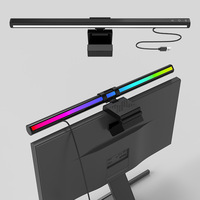 Lampe de bureau LED en plastique à écran tactile, alimentée par USB, avec affichage ambiant RVB coloré, protection des yeux, pour montage sur écran d'ordinateur