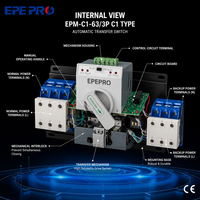 Interruptor de Transferencia Automática de Doble Potencia EPEPRO PC EPM-C1 3P 32A 63A 220V 50/60Hz, Interruptor de Transferencia para Generador ATS