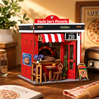 Kit de Modélisation Créatif en Bois DIY Maison de Pizzeria Miniature, Jouet Artisanat 3D à Assembler, Cadeau d'Anniversaire pour Adultes et Enfants