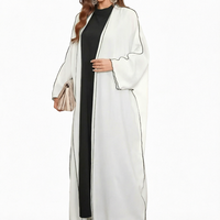 Abaya longue unie ample à devant ouvert pour femme, cardigan kimono en polyester, vêtement d'extérieur modeste, tenue islamique de Dubaï
